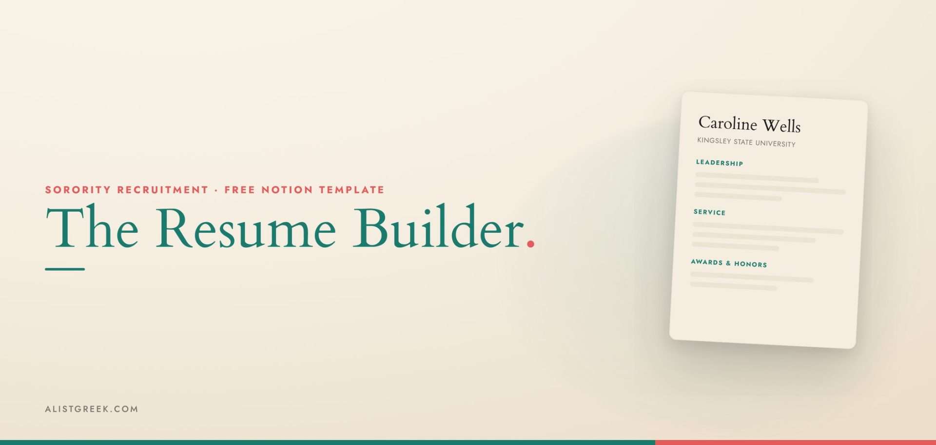 The fillable Notion sorority recruitment resume builder template